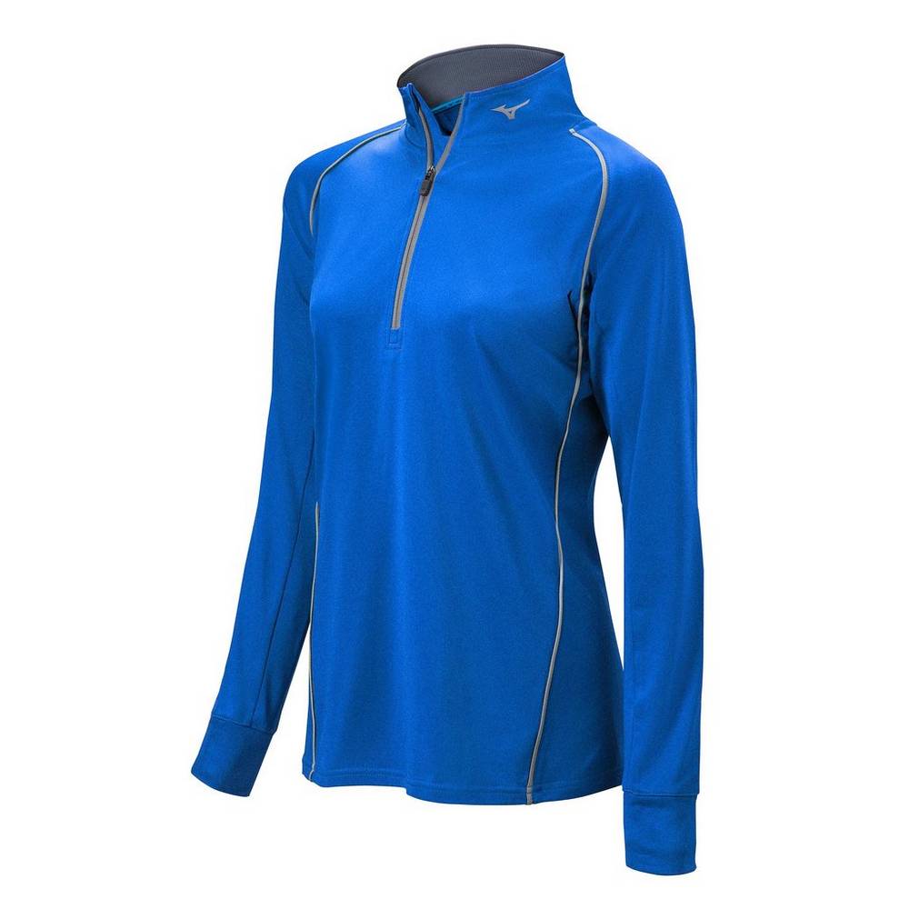 Maglione Mizuno Comp 1/2 Cerniera Long Sleeve Donna - Blu Reale - 62479-ZURD